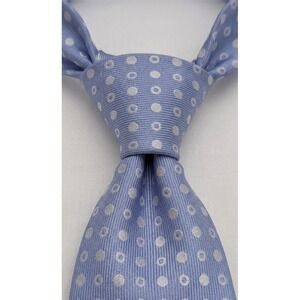Versace Necktie Mens OS Light Blue Polka Dot Medusa Logo Silk Made in Italy